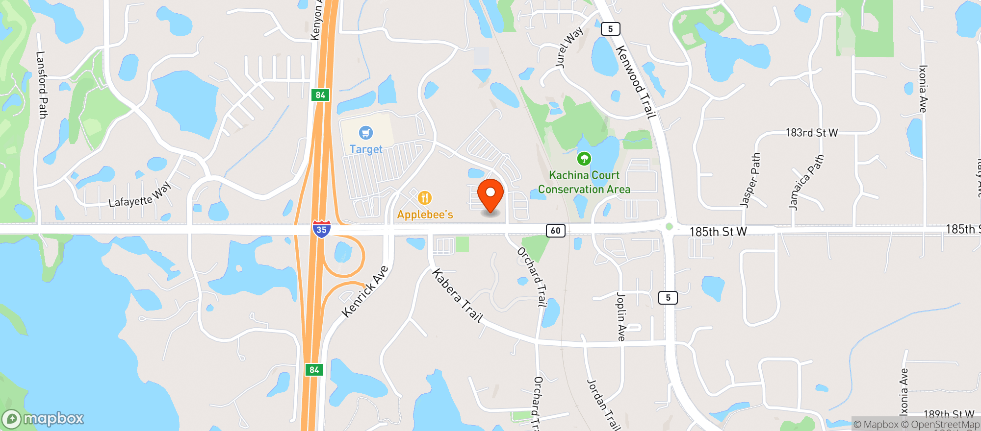 Map showing Buffalo Wild Wings Grill & Bar