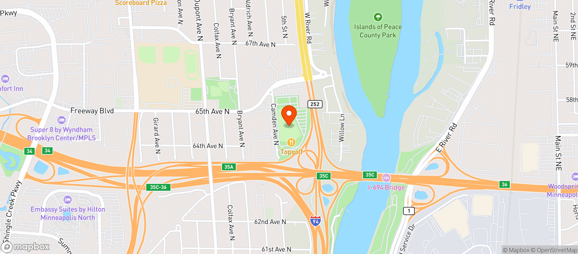 Map showing Topgolf