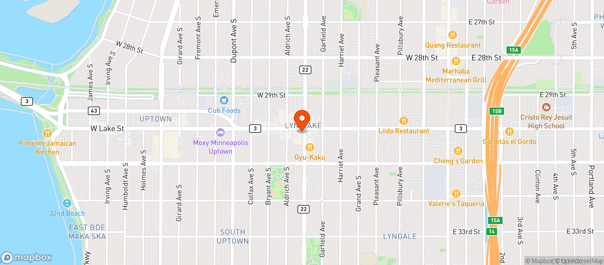 Map showing Wrecktangle Pizza
