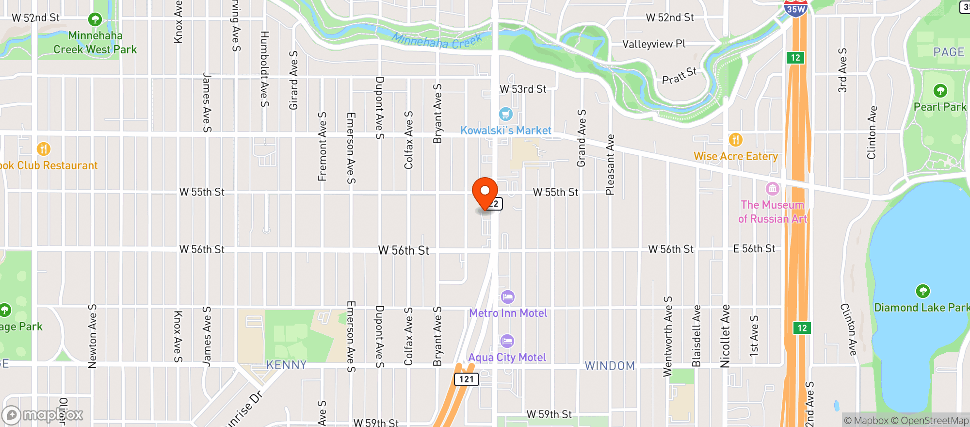 Map showing South Lyndale Liquors