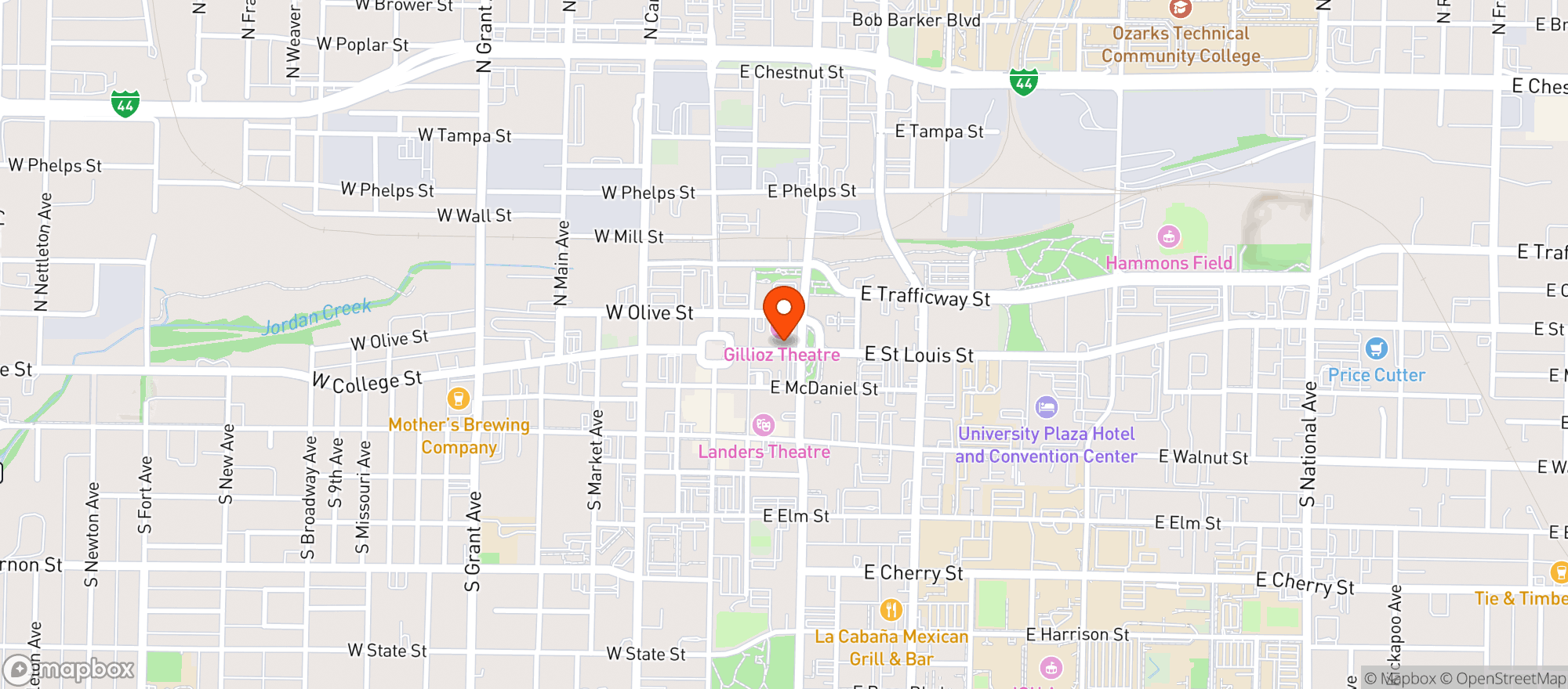 Map showing Gillioz Theatre