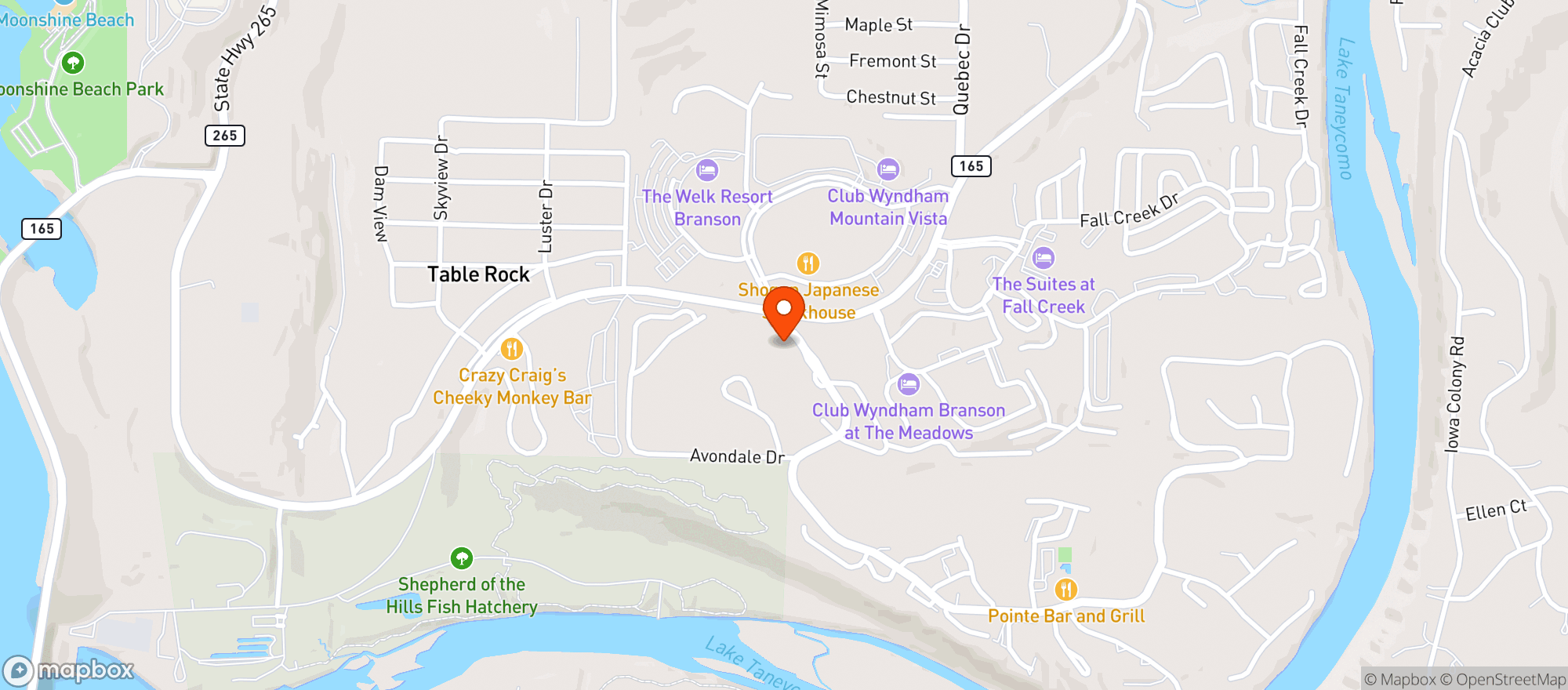 Map showing Capones Speakeasy Grill