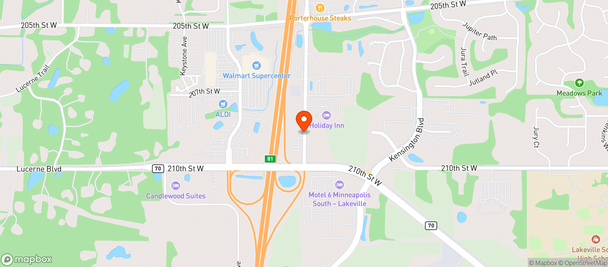 Map showing Rudys Redeye Grill