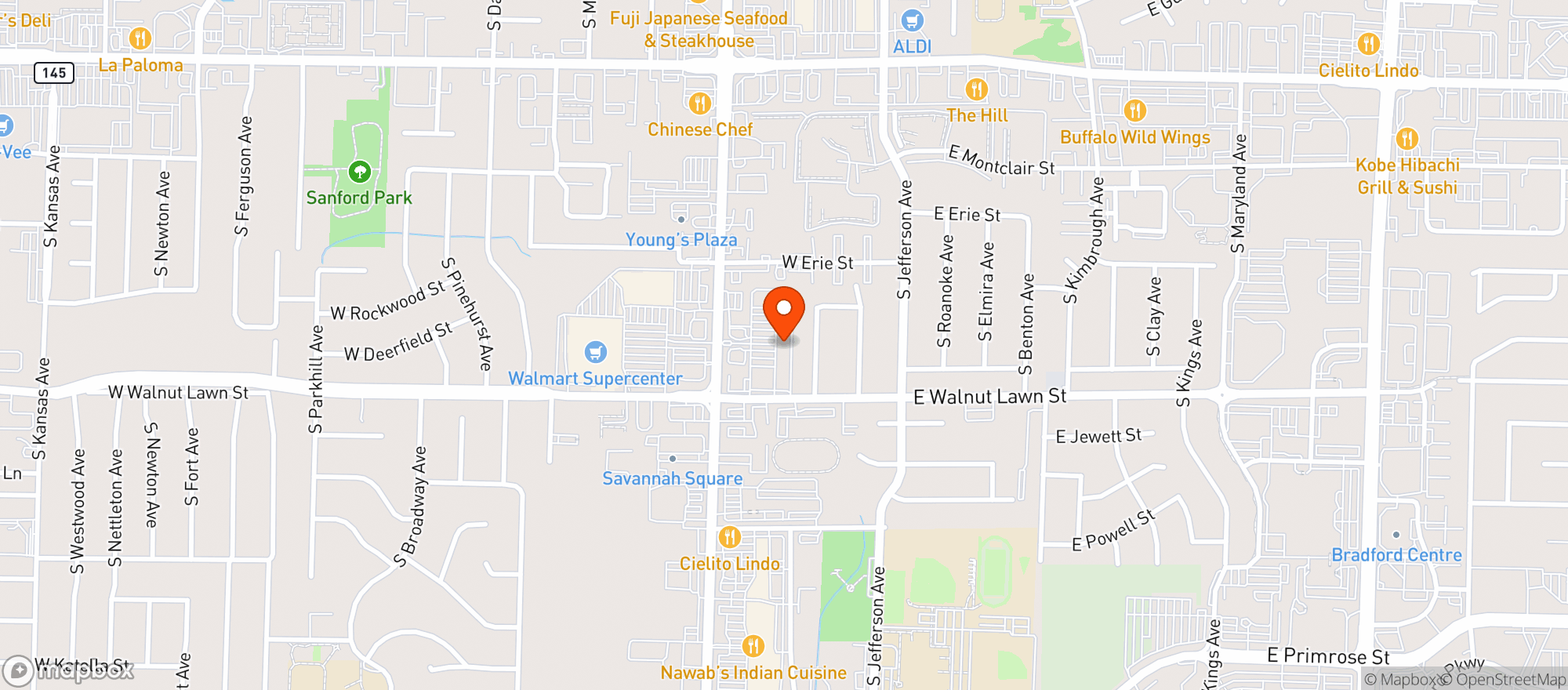 Map showing Marty S Sports Bar