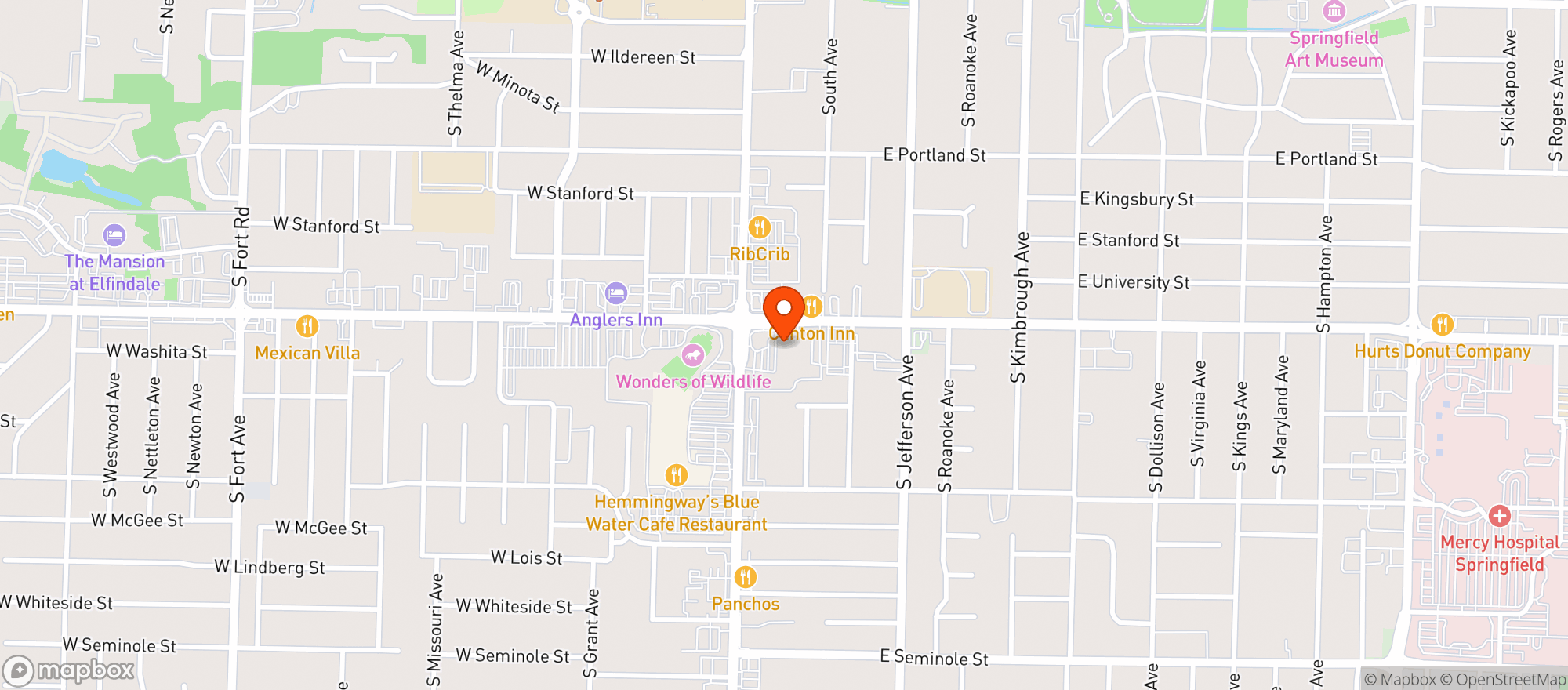 Map showing Whole Hog Cafe