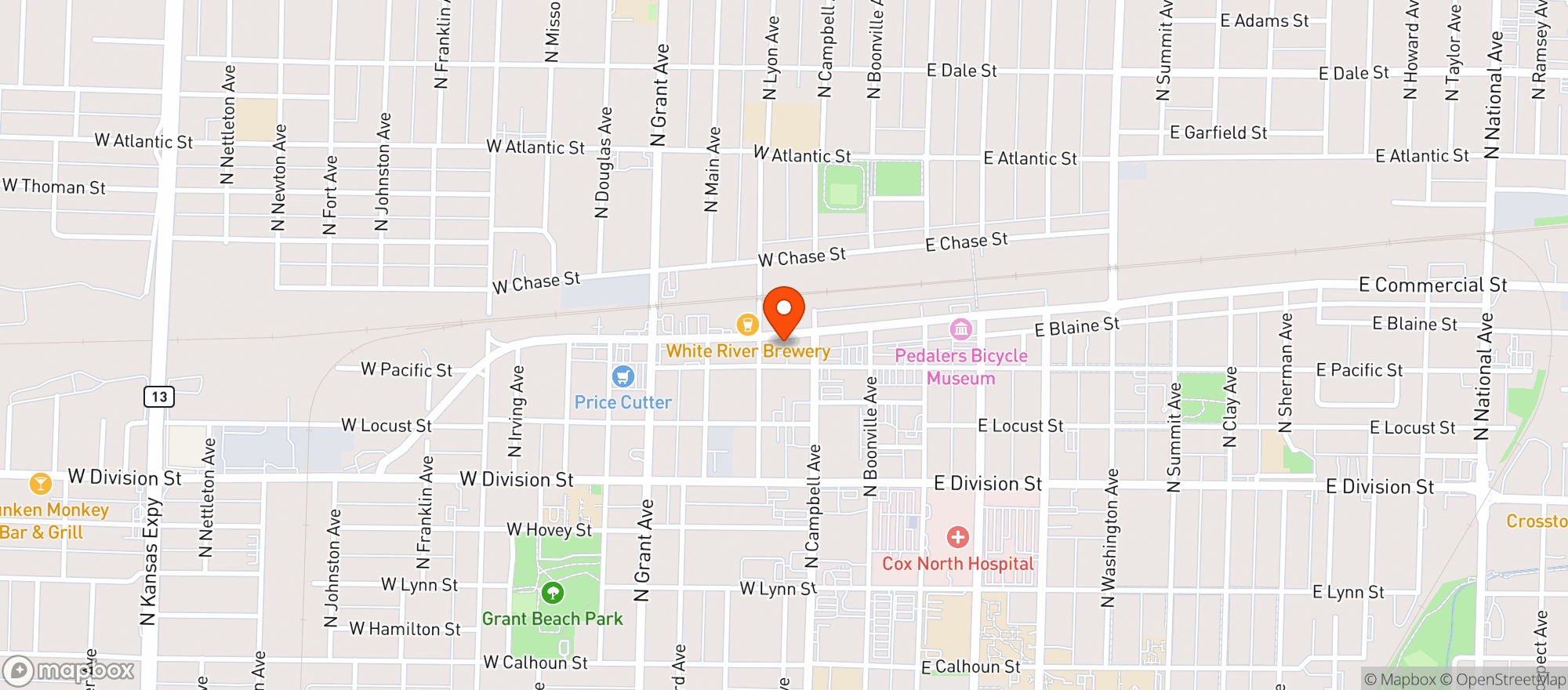 Map showing Moon City Pub