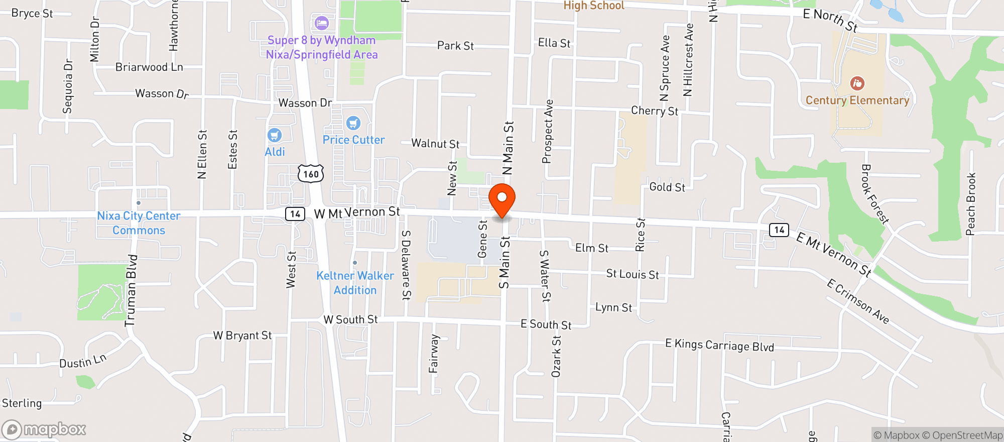Map showing $ Reeds Spring Pizza