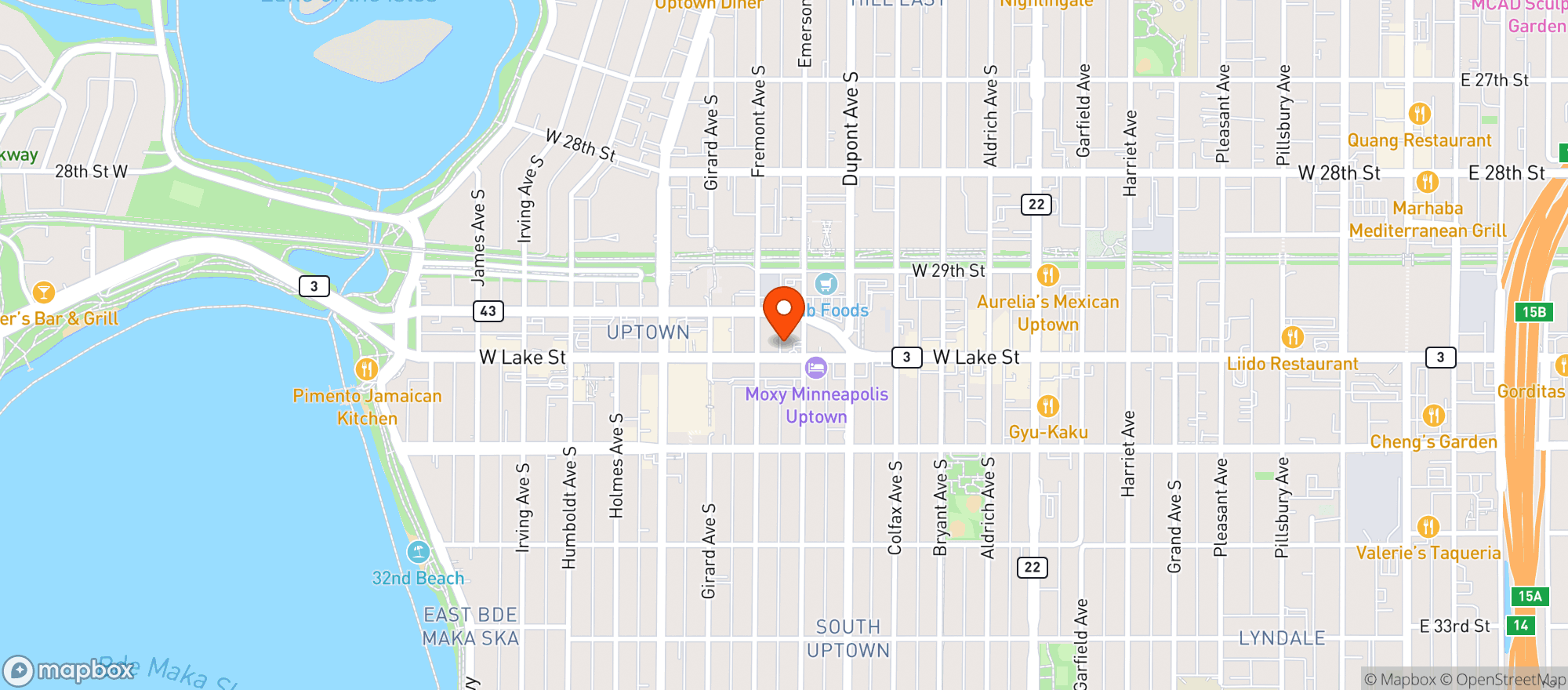 Map showing Hennepin Lake Liquor
