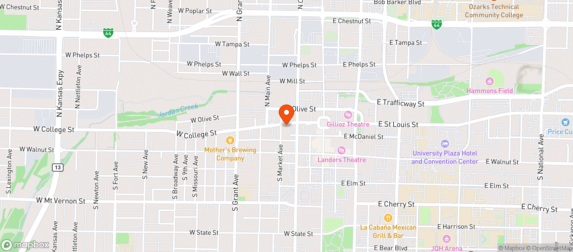 Map showing Springfield Comedy Club #0