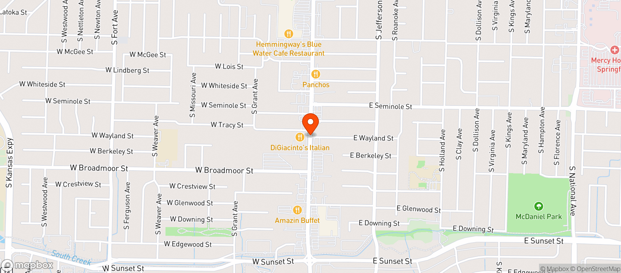 Map showing Amigos Mexican Restaurant