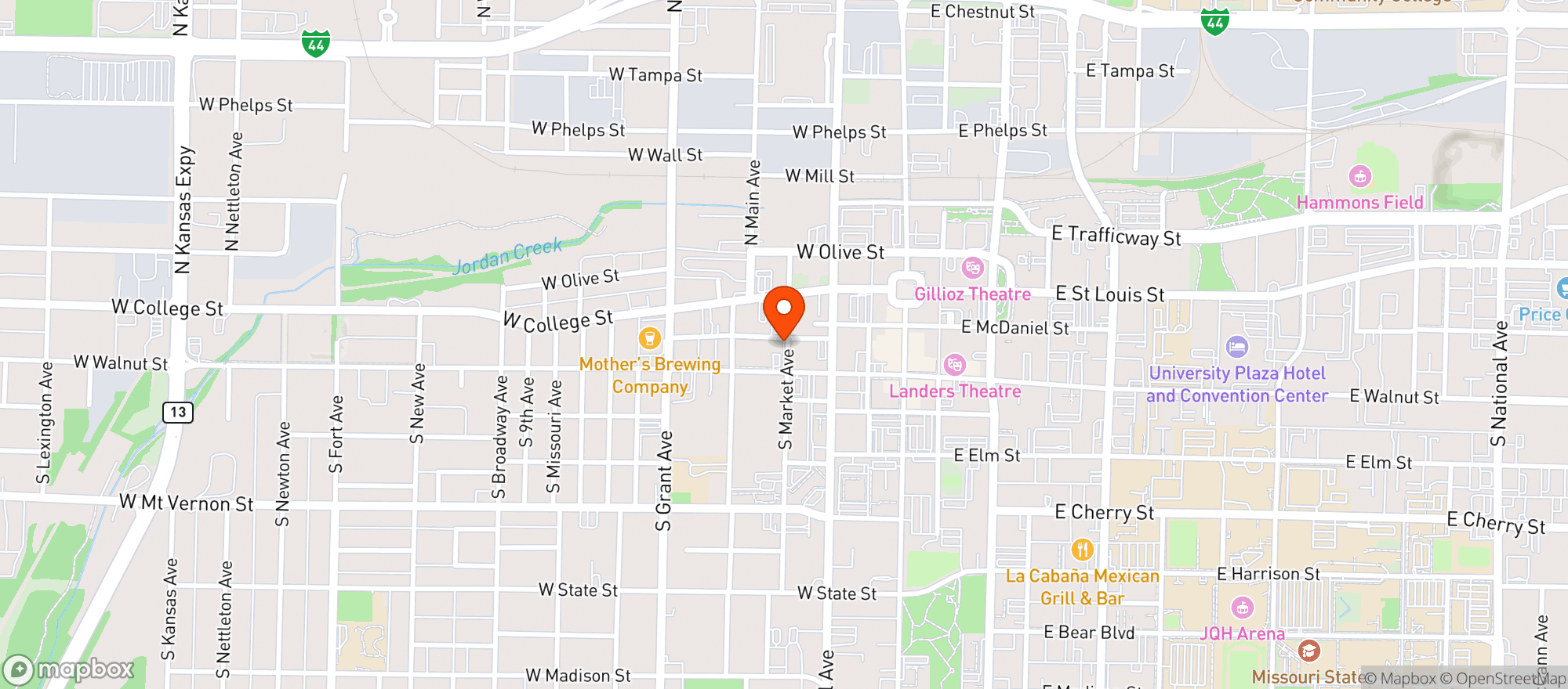 Map showing Springfield Brewing Company