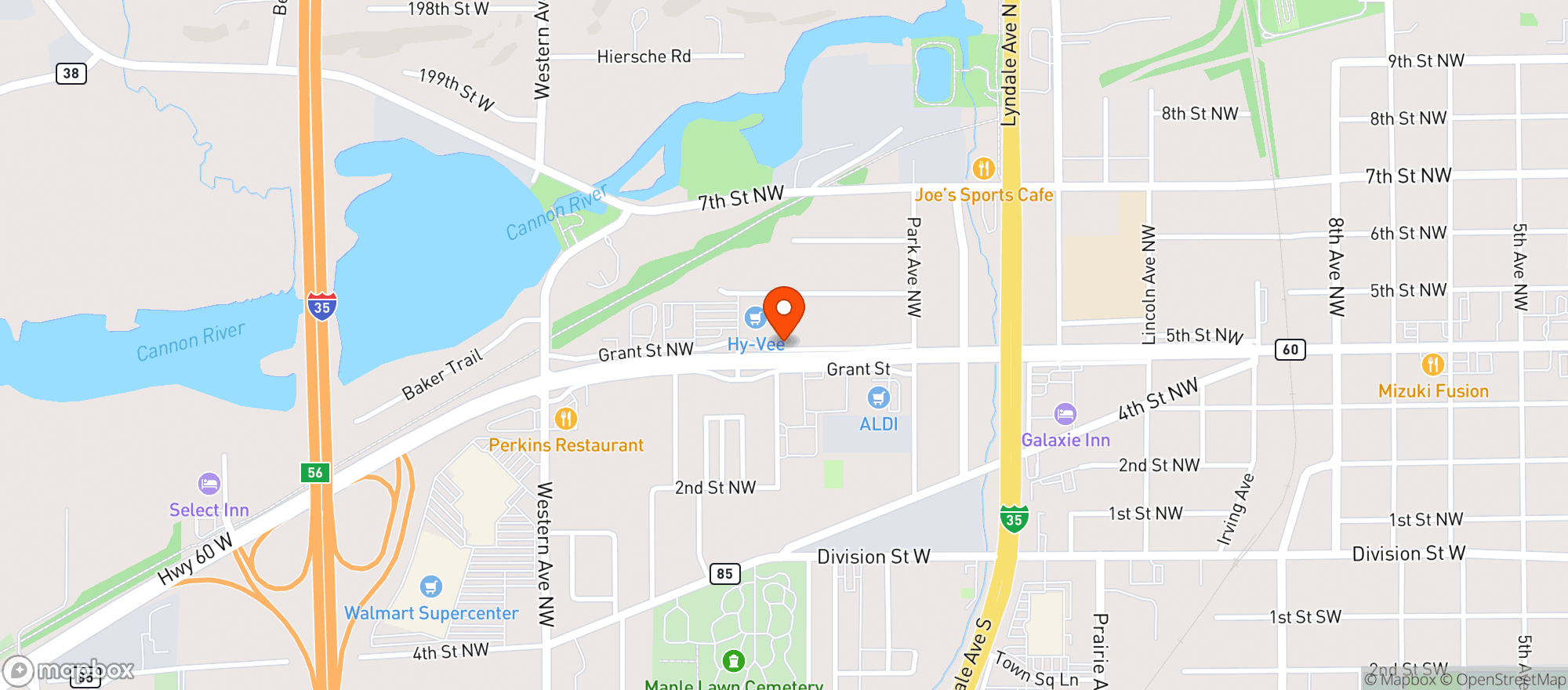Map showing Hy Vee Wine & Spirits #1177