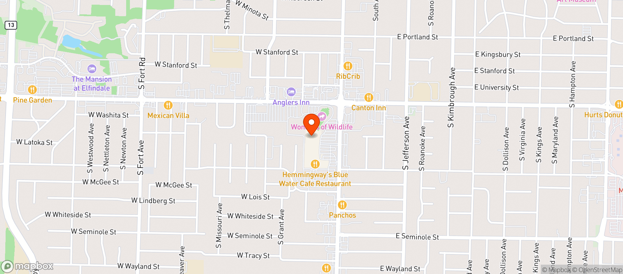 Map showing Hemingways Restaurant