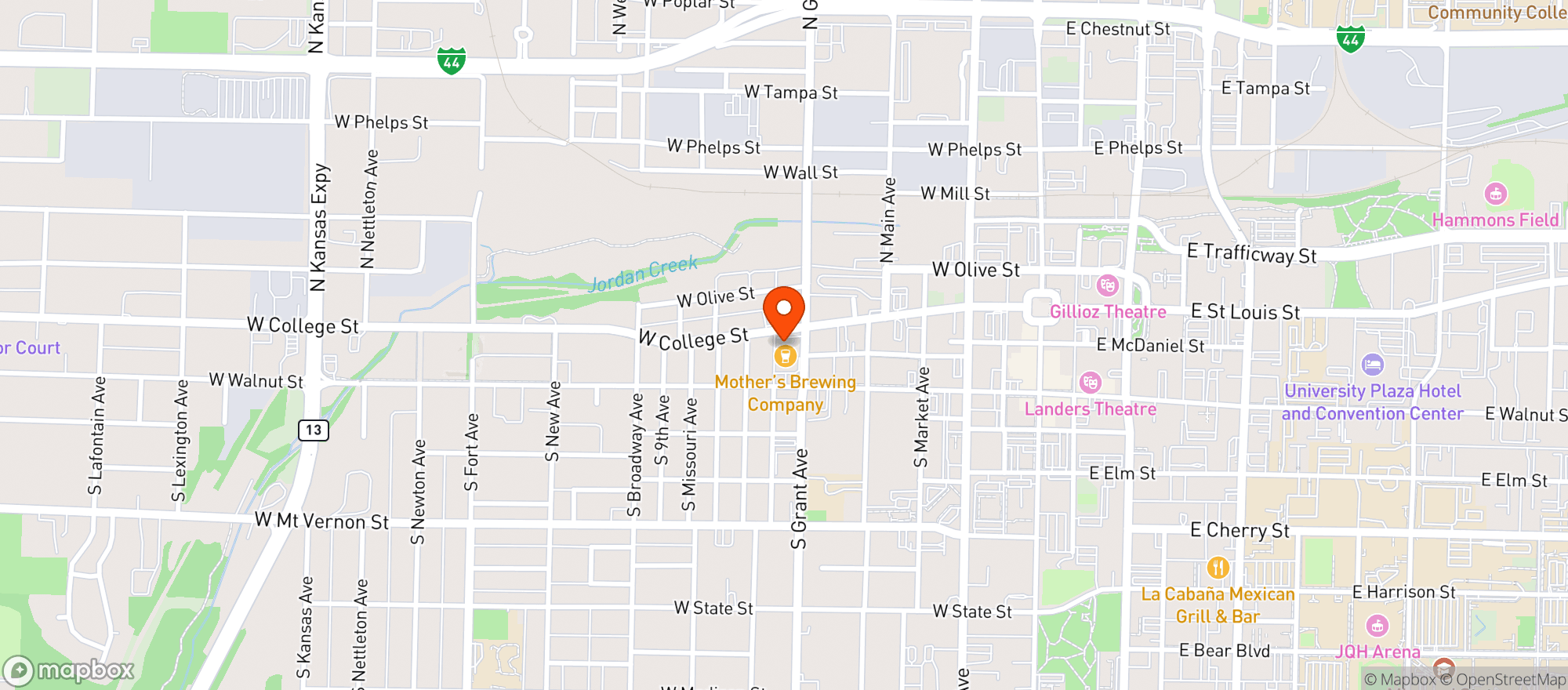 Map showing Mothers Brewing Co
