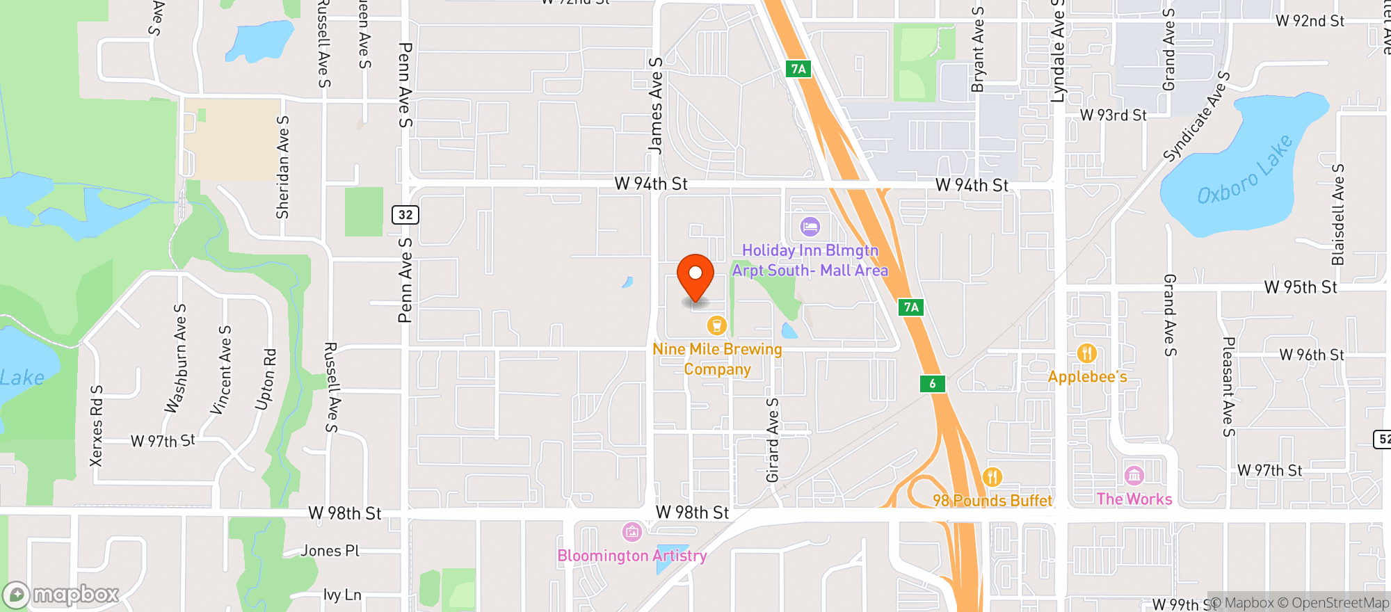 Map showing Nine Mile Brewing Company