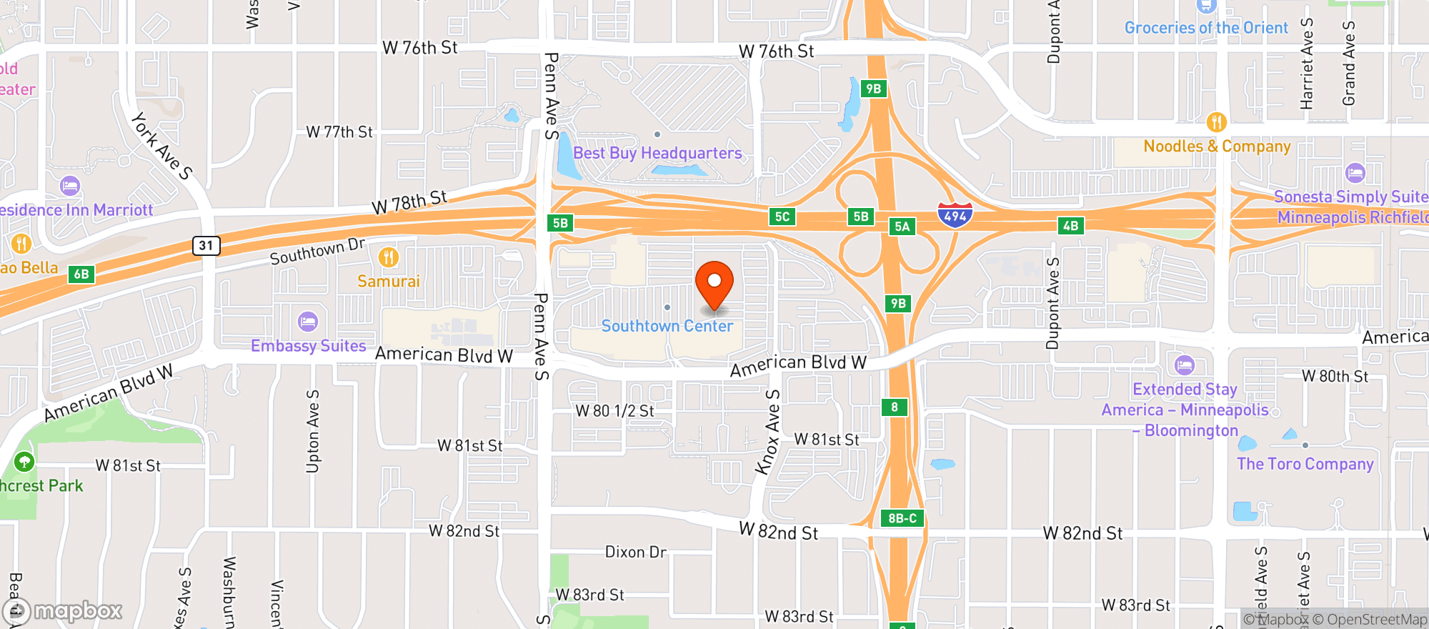 Map showing Top Ten Liquors