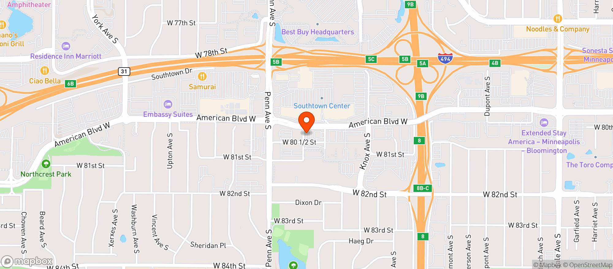 Map showing Fresh Thyme - Bloomington