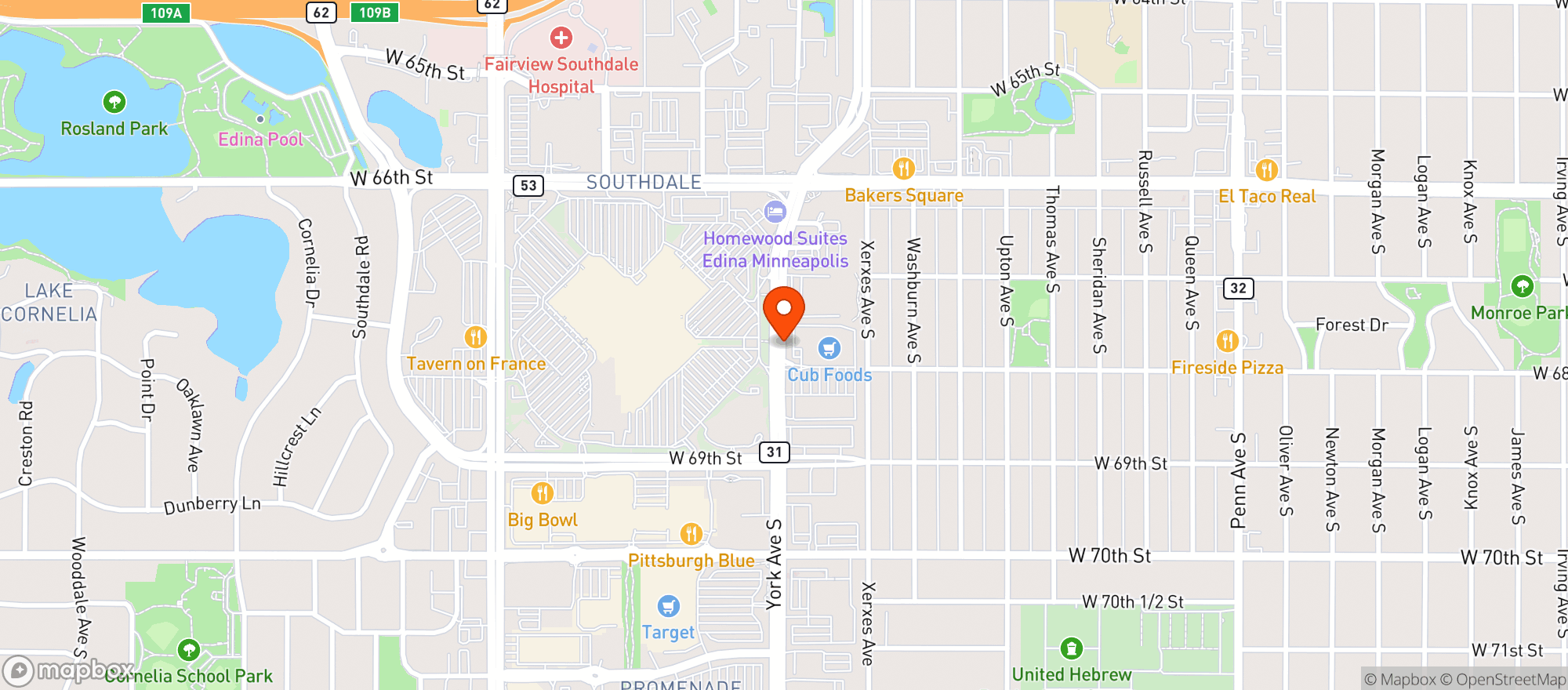 Map showing Edina Liquor