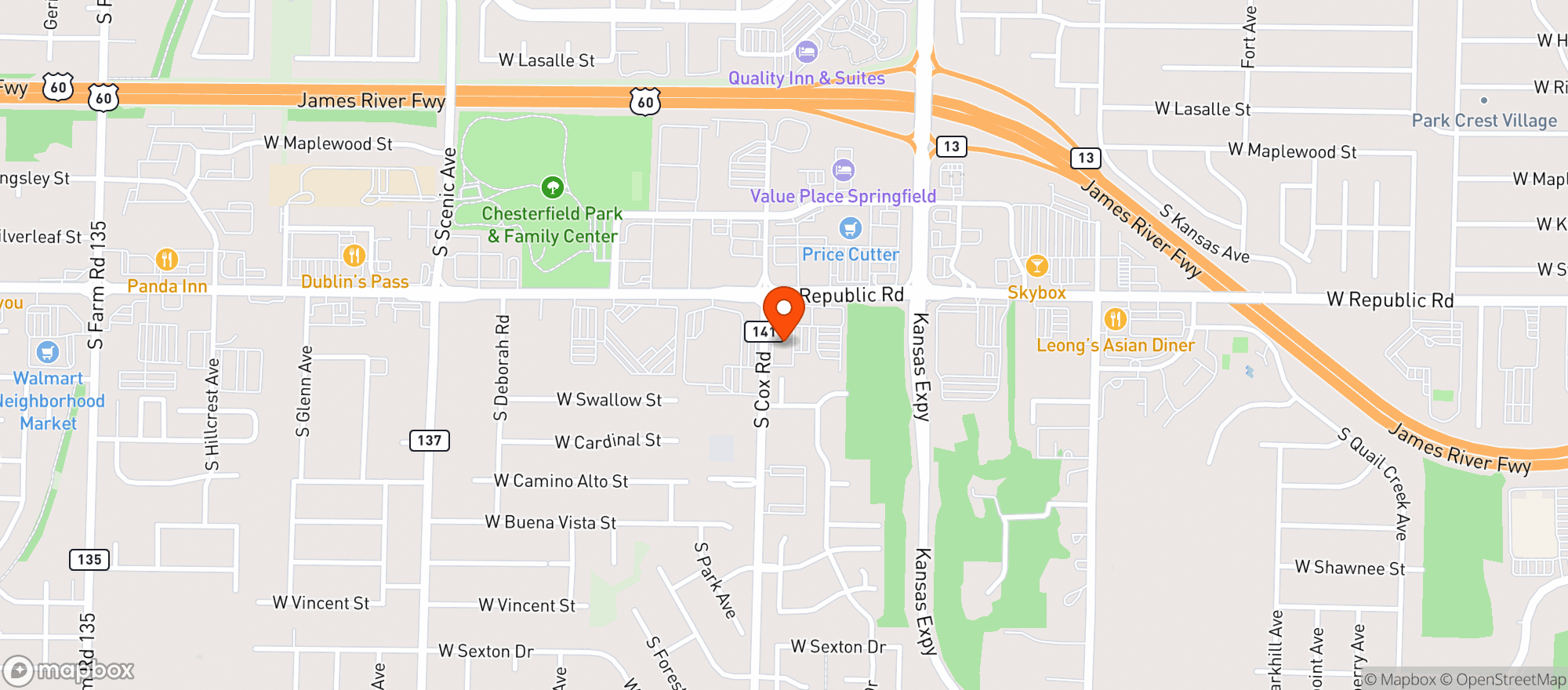 Map showing Roost Bar & Grill - 2