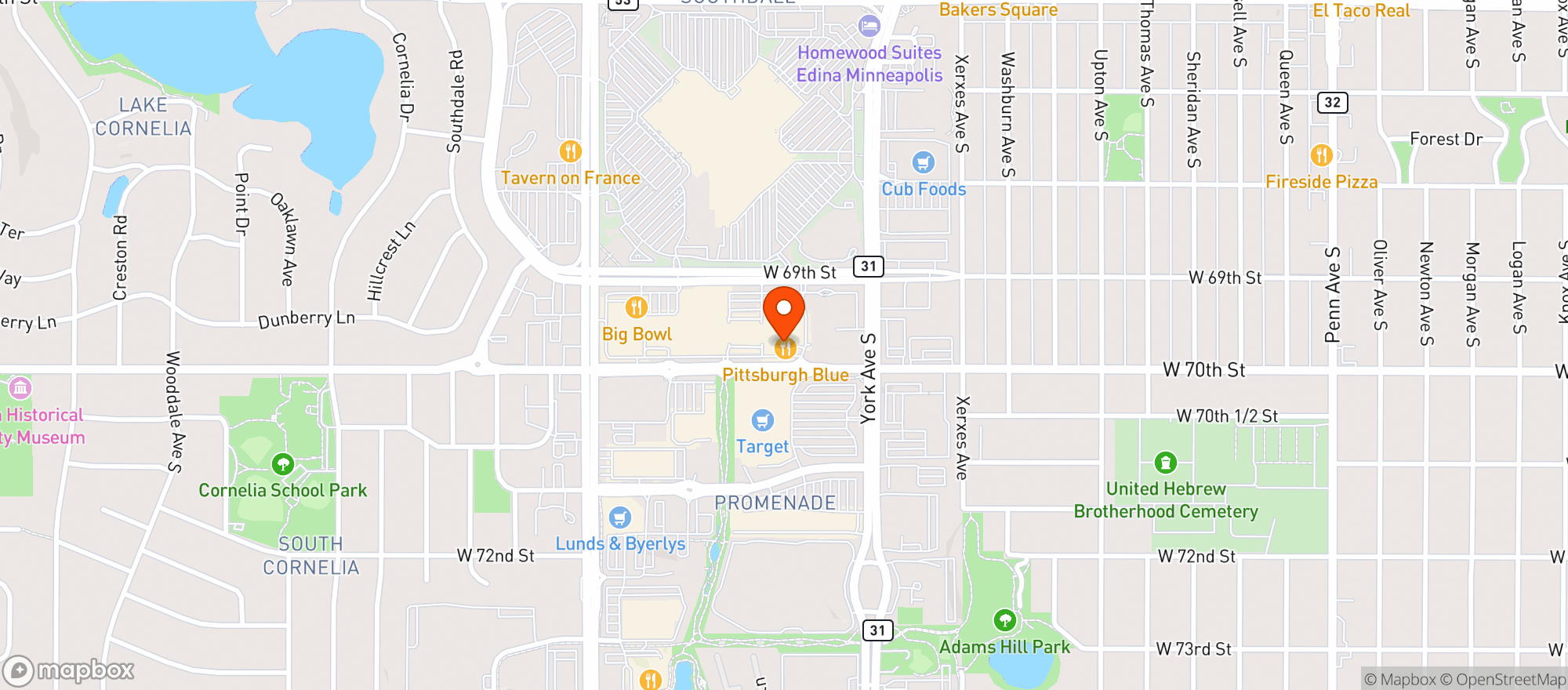 Map showing Pittsburg Blue