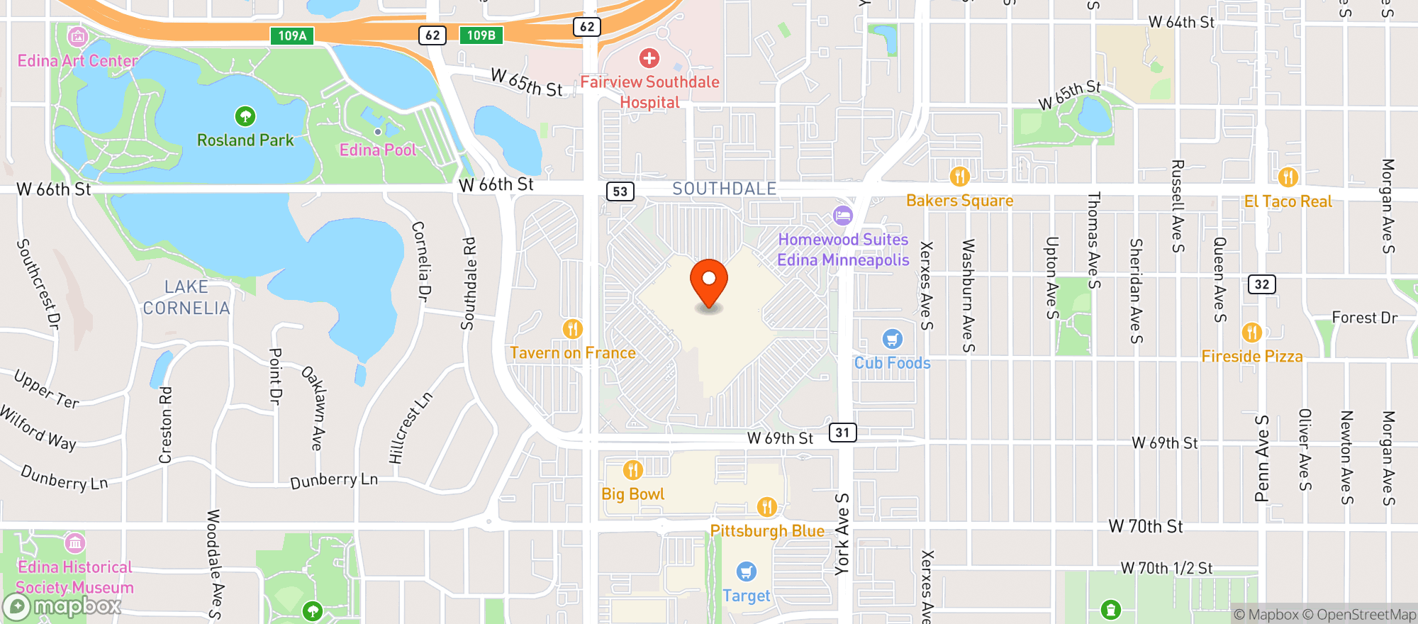 Map showing Cheesecake Factory