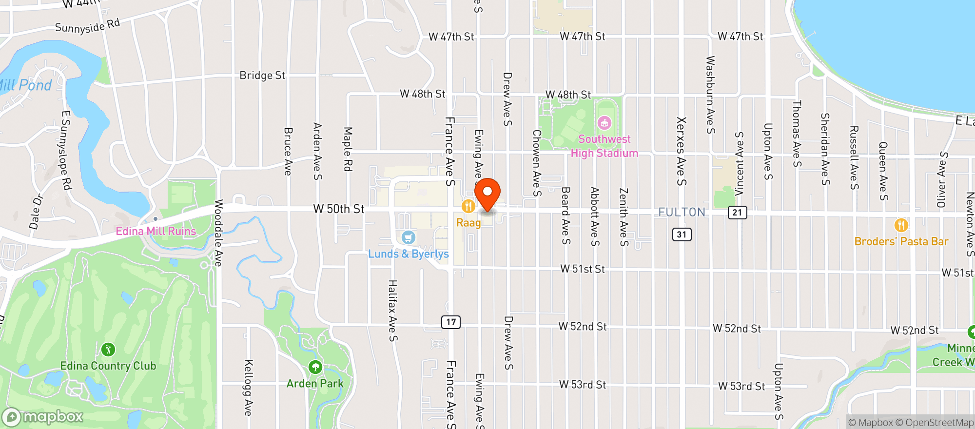 Map showing Dexter's