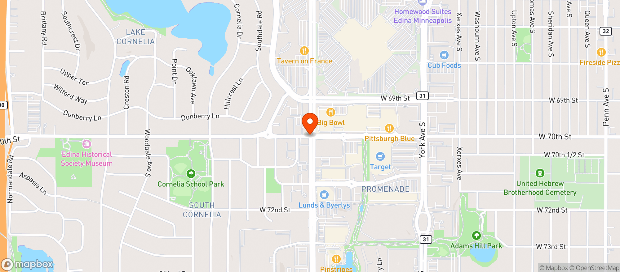 Map showing Vitamin Shoppe - Edina