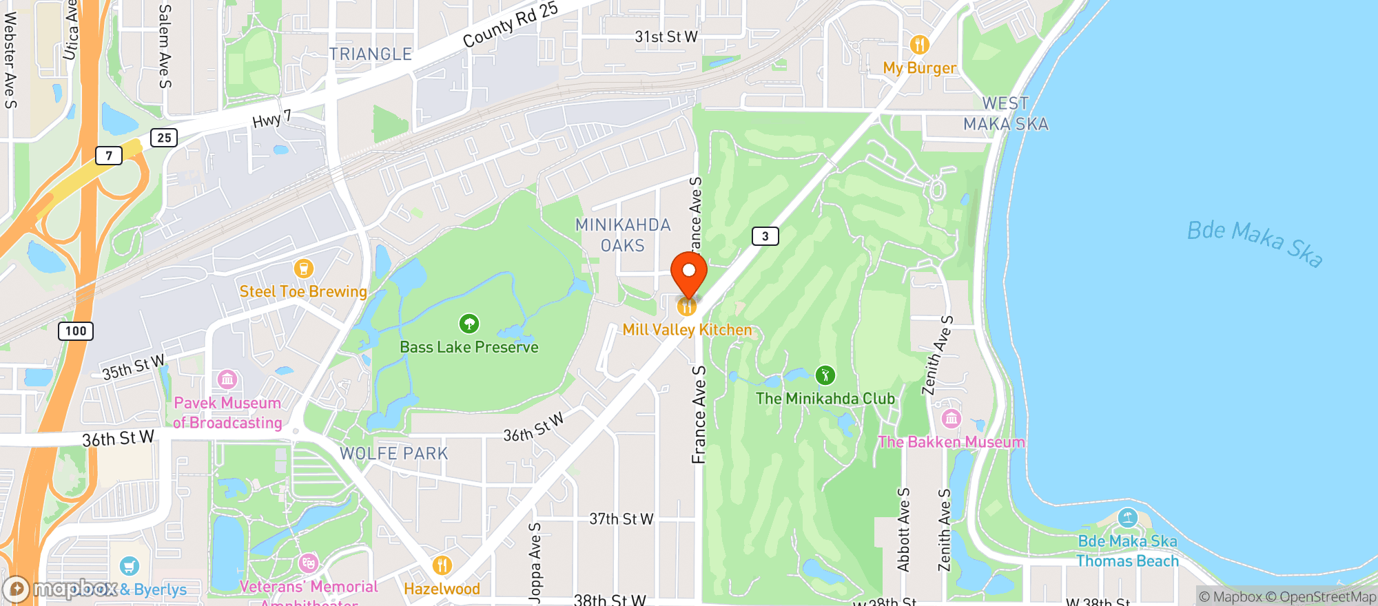 Map showing Mill Valley Kitchen - SLP