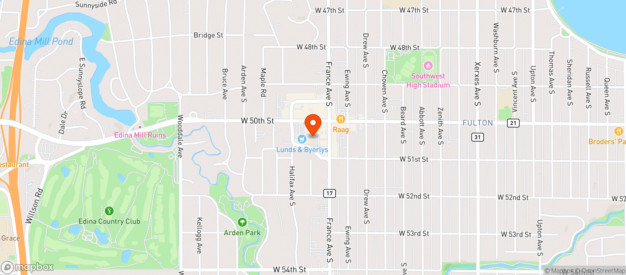Map showing Lunds and Byerlys - Edina (50th St) - 00819012