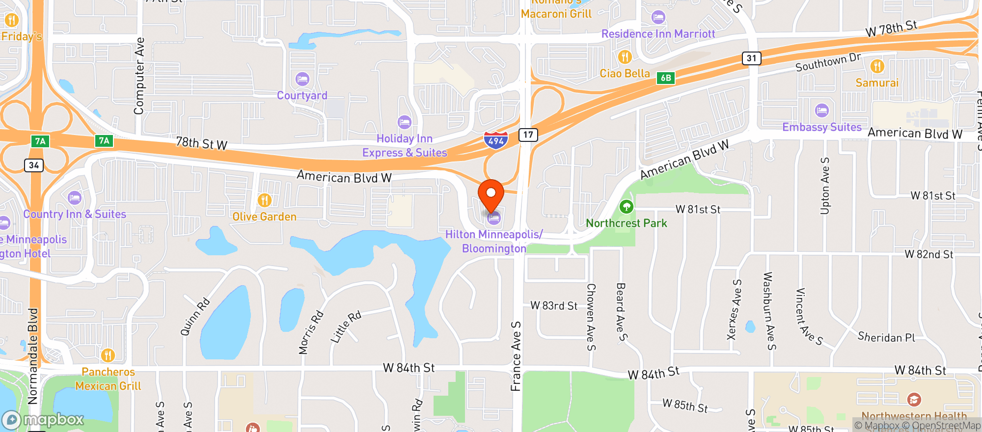 Map showing Hilton