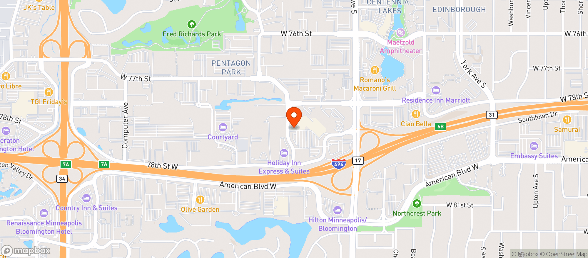 Map showing World Market Bloomington
