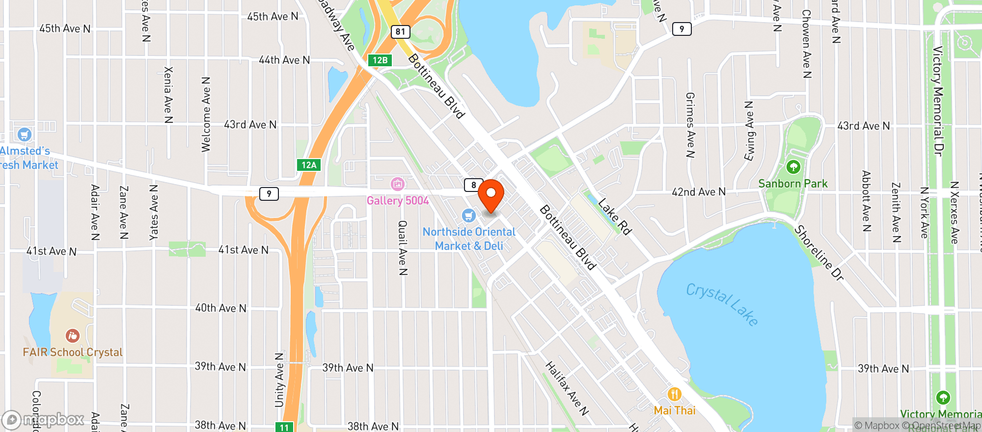 Map showing The Birdhouse Eat & Drink