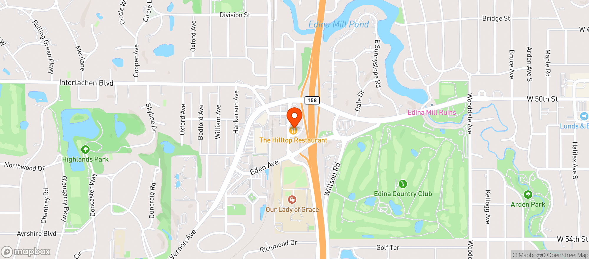 Map showing The Hilltop