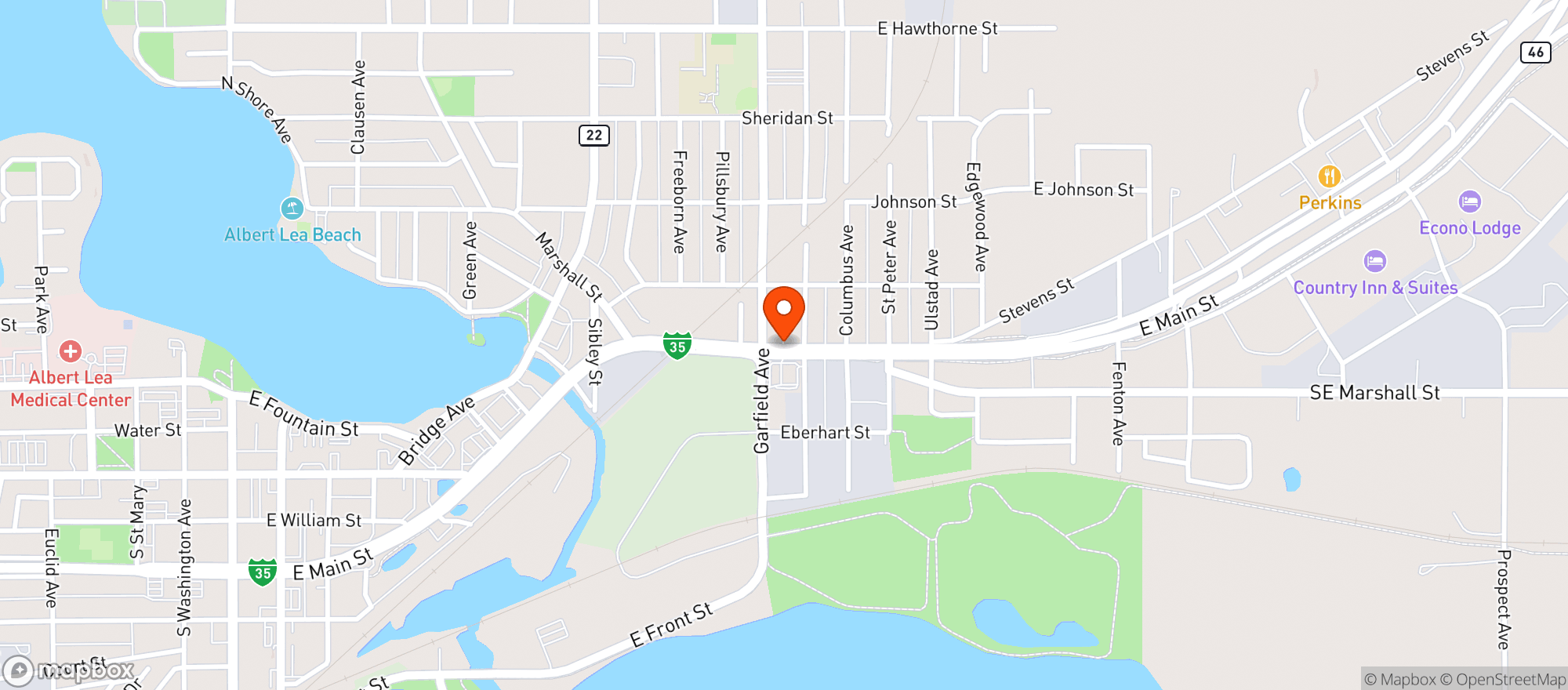 Map showing ONE STOP LIQUOR AND TOBACCO