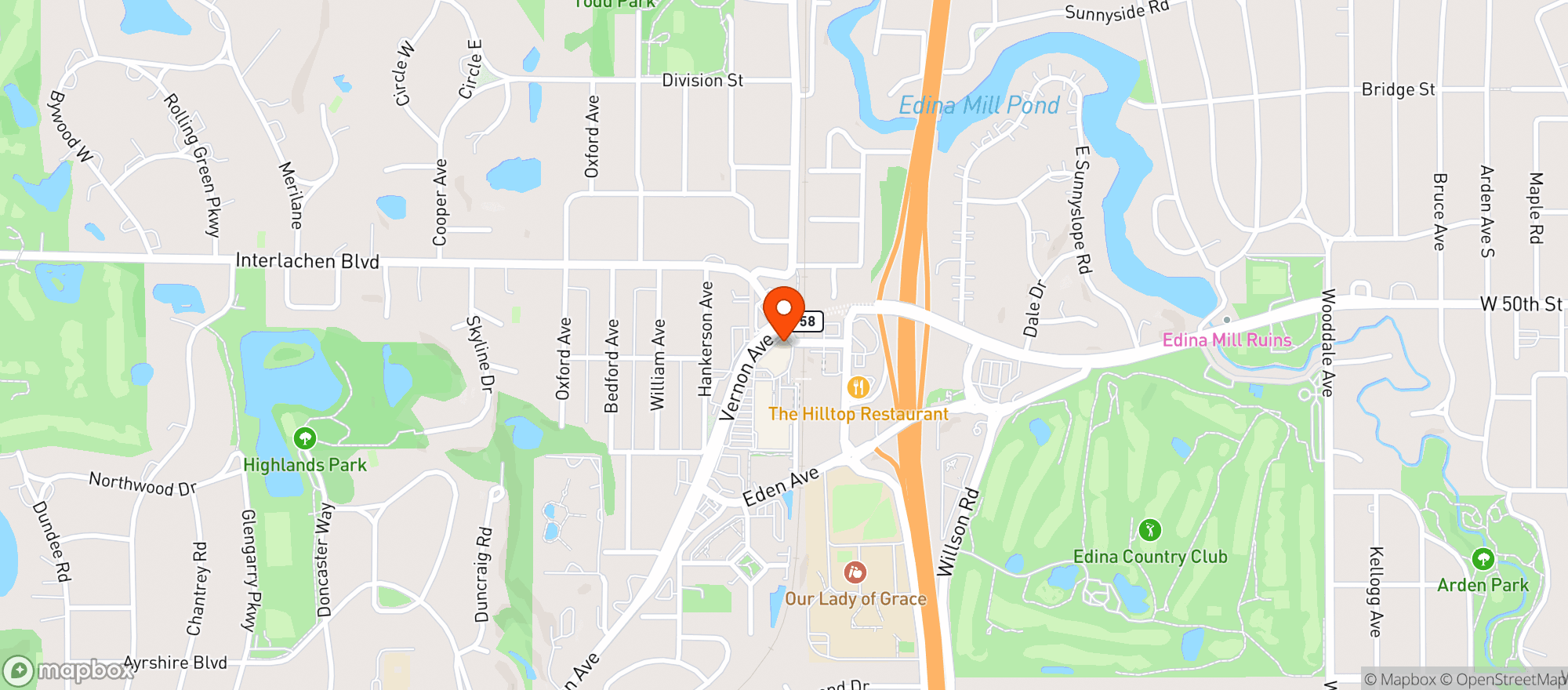 Map showing EDINA LIQUOR - GRANDVIEW