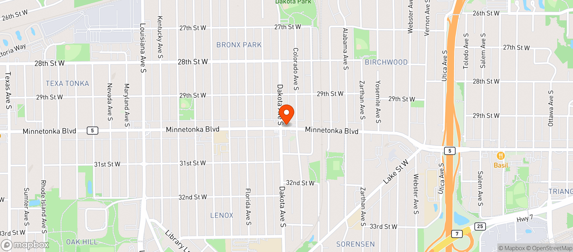 Map showing PARKWAY PIZZA - STL PARK