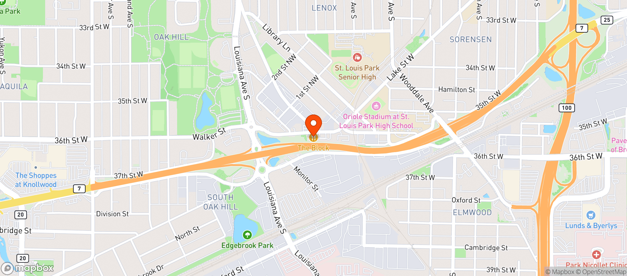 Map showing The Block Restaurant