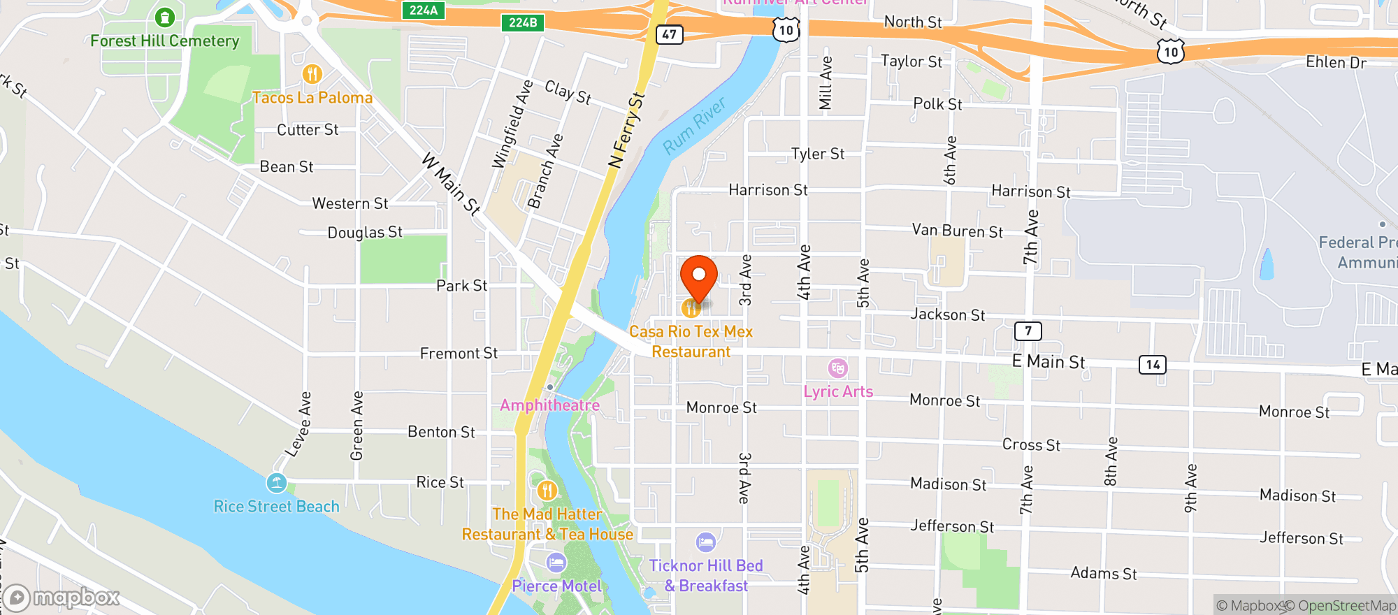 Map showing Serum Sports Bar