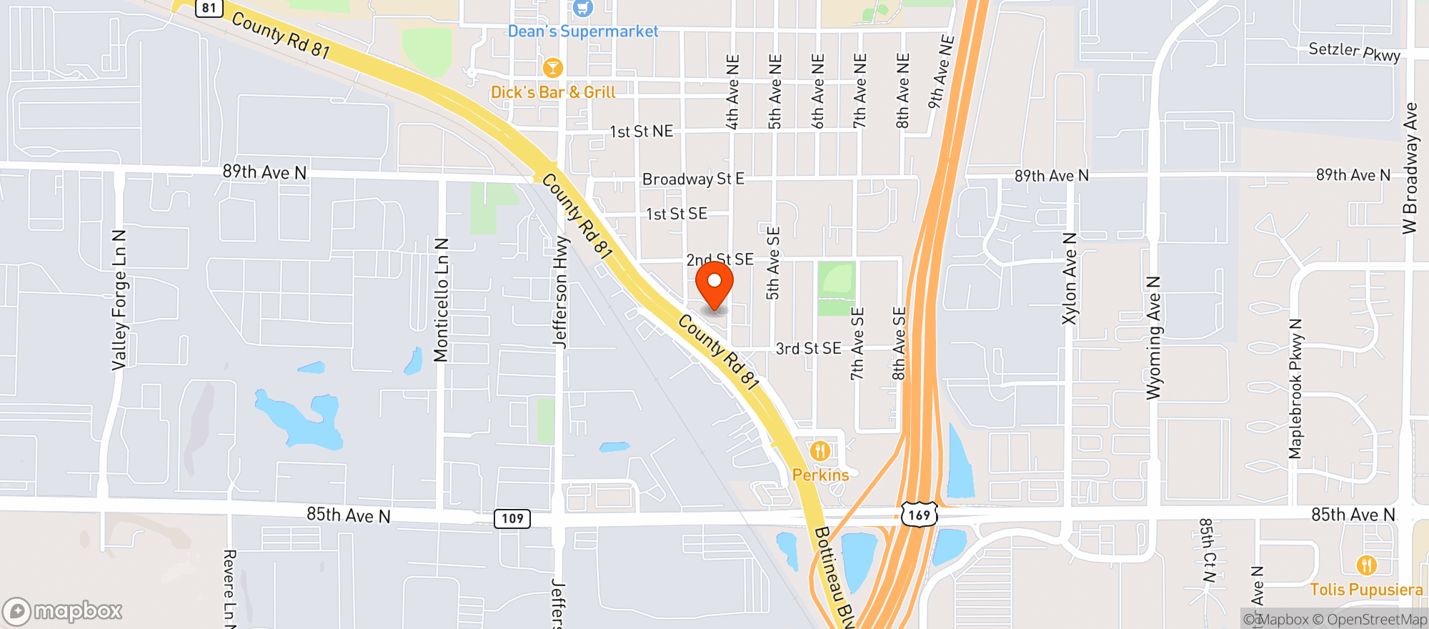 Map showing Top Ten Liquors - Osseo