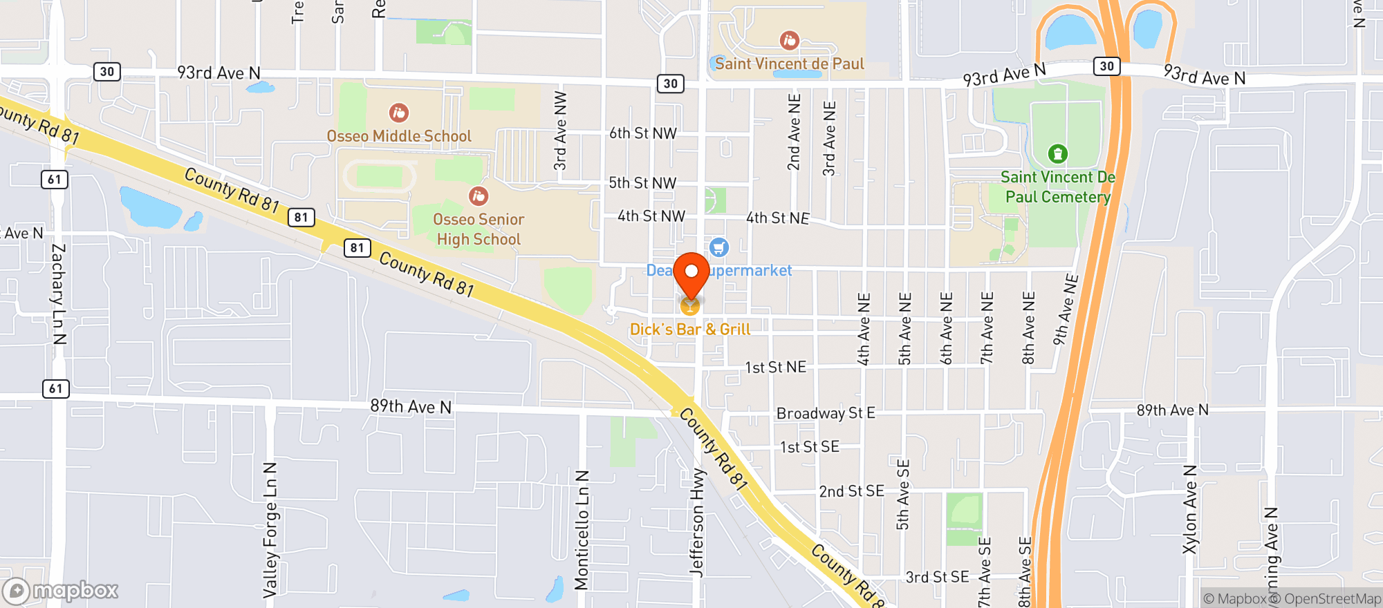 Map showing Dicks Bar