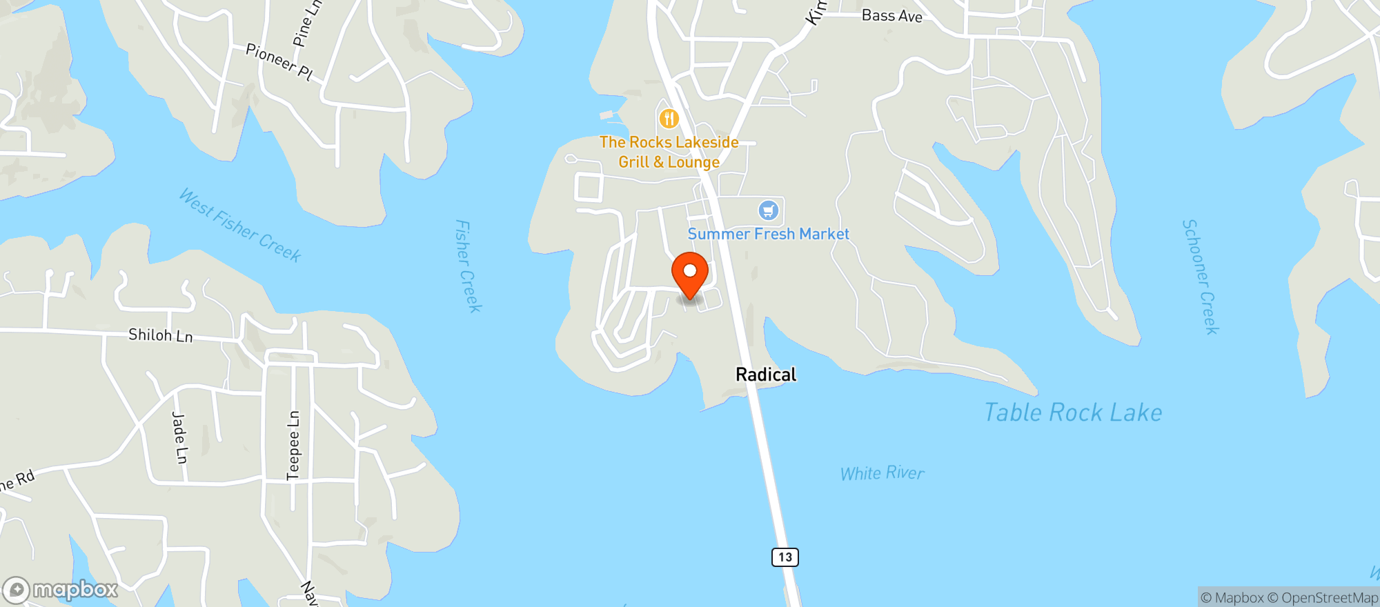 Map showing Castaways Pub
