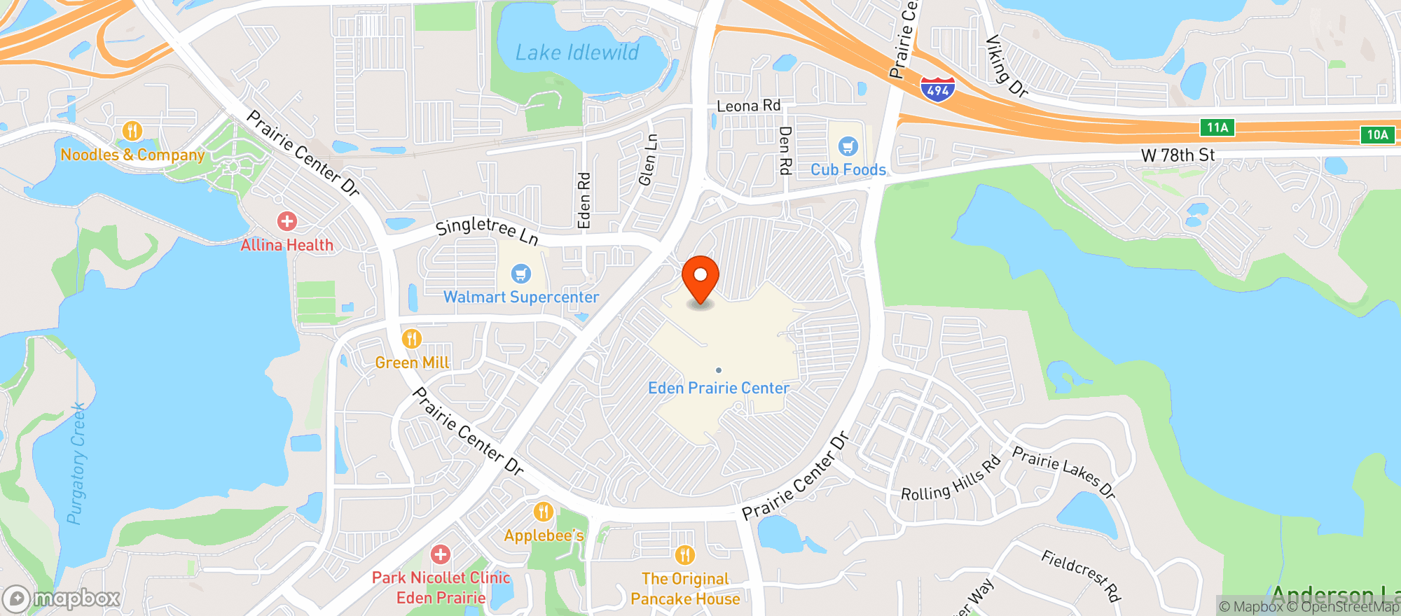 Map showing Target - Eden Prairie