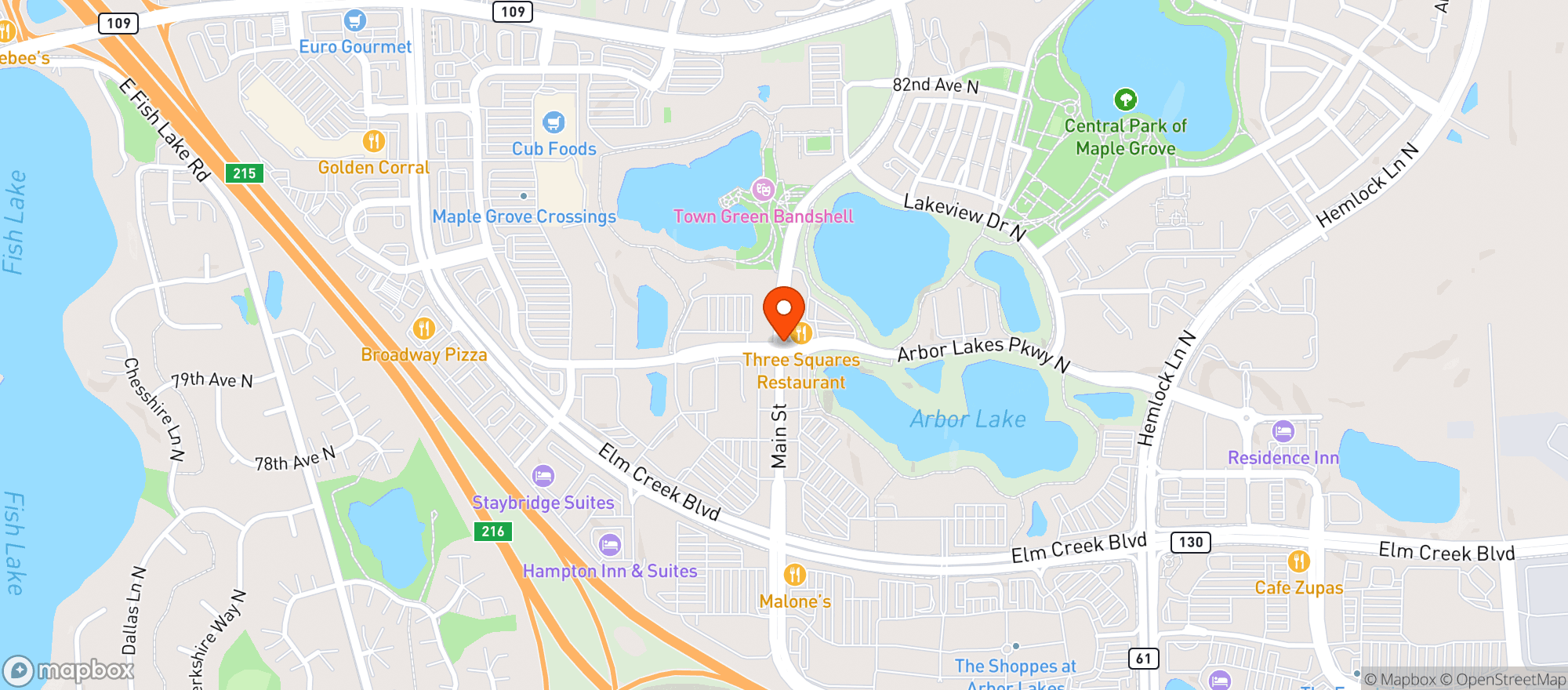 Map showing 3 Squares