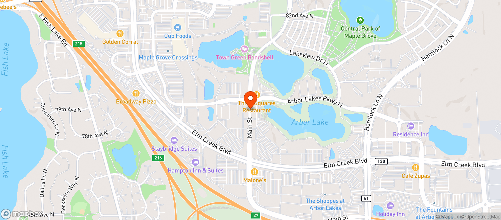 Map showing Broadway Bar & Pizza