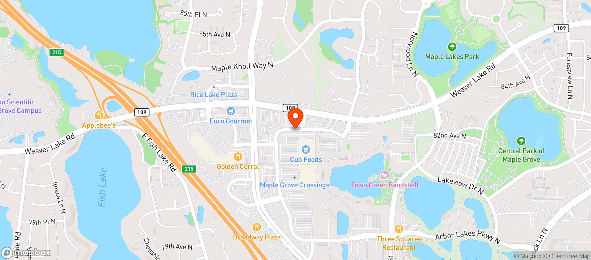 Map showing Cub Liquor - Maple Grove