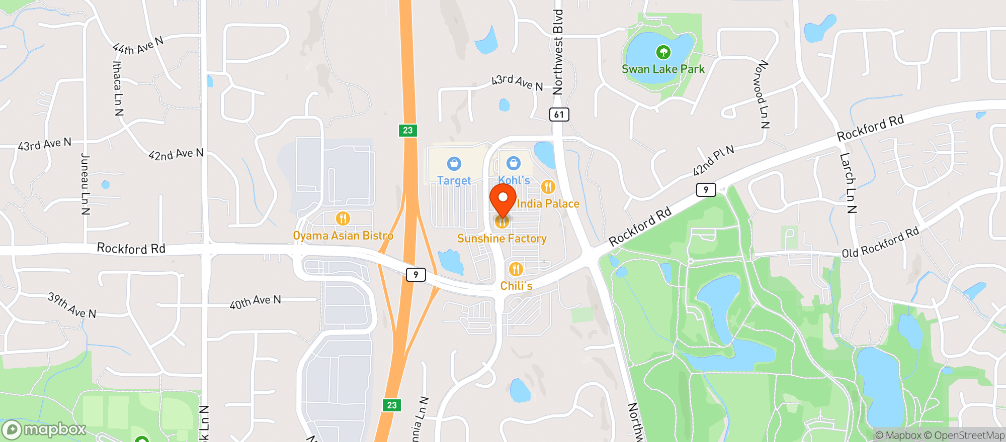 Map showing Sunshine Factory Bar & #1