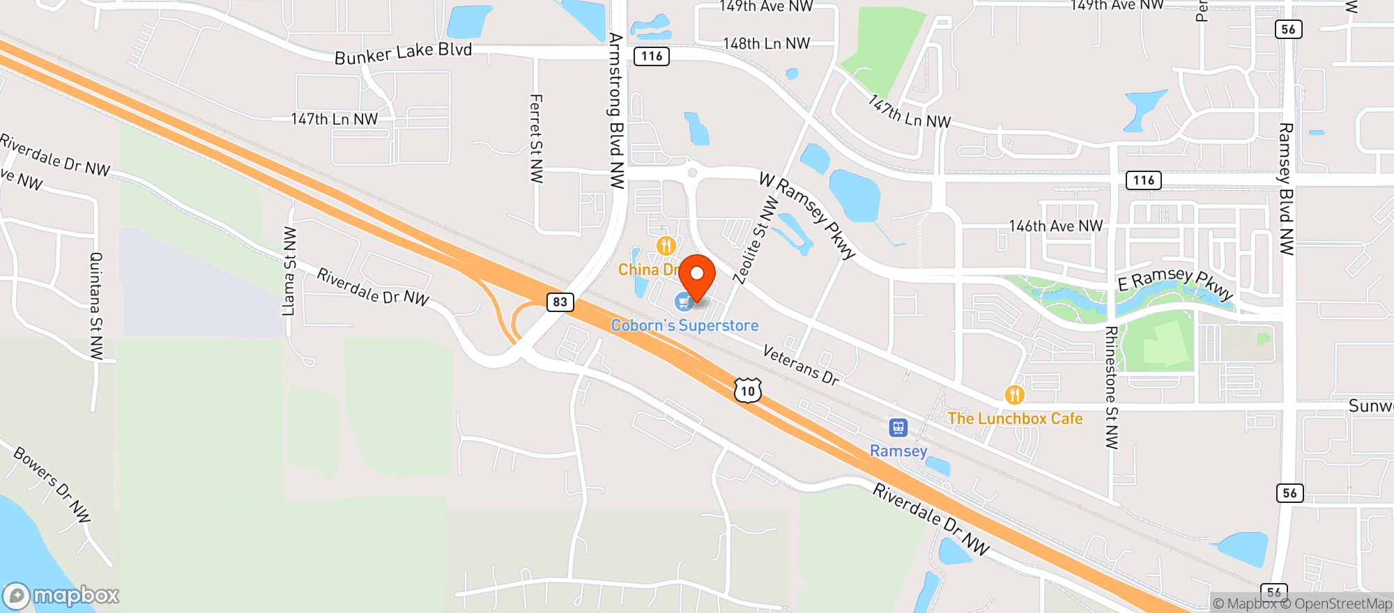 Map showing Coborns Liquor #2033