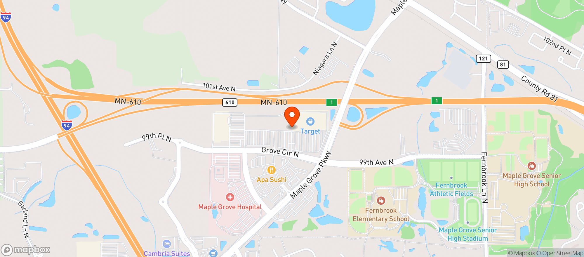Map showing Haskell's - Maple Grove