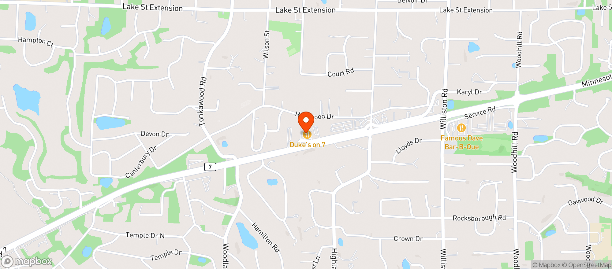 Map showing Dukes On 7