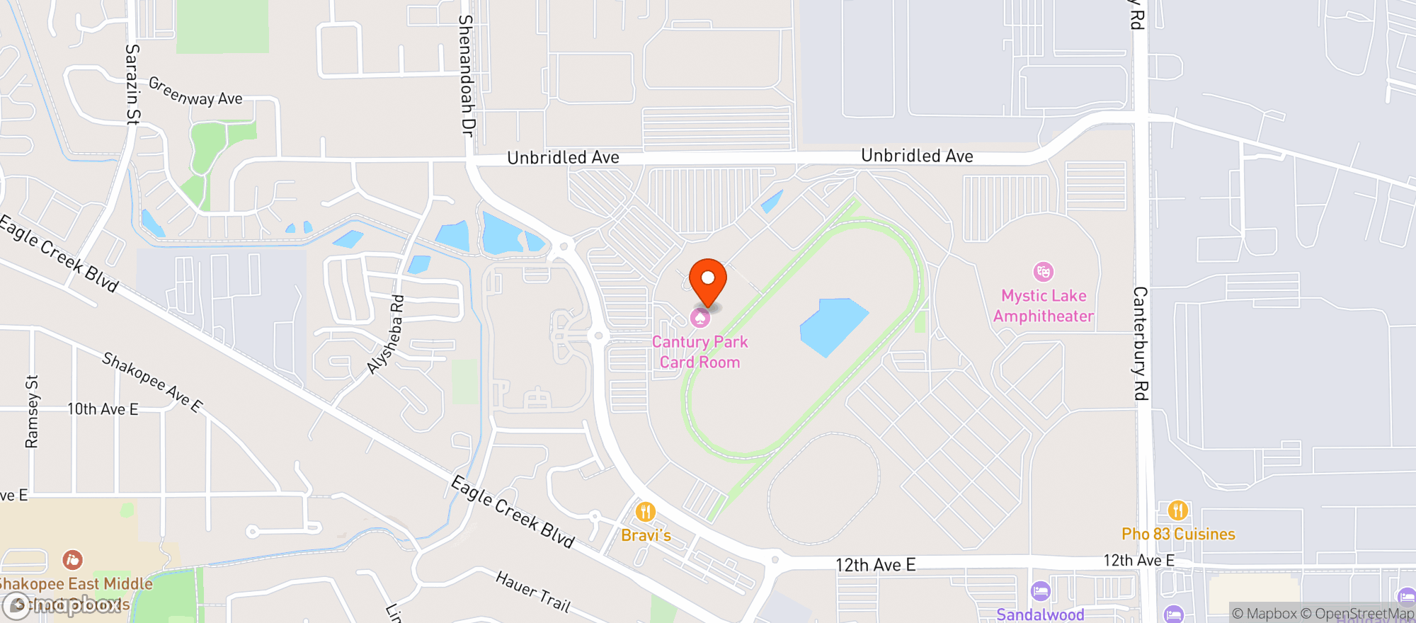 Map showing Canterbury Park